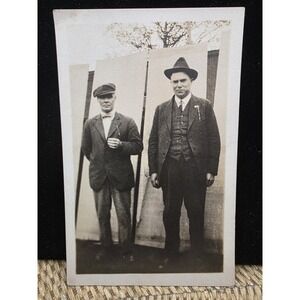 Antique RPPC Two Men in Suits Early 1900s Signed "Pop Biggs & Jerry Evans"